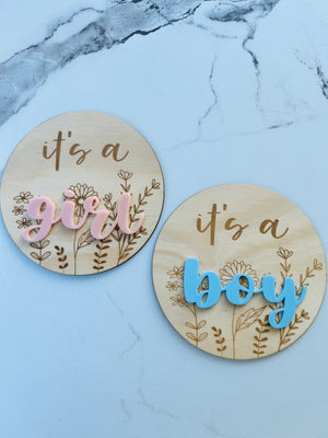 Gender Reveal Plaque - Wildflower - Boy - Mai Creative