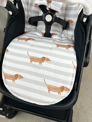 **Pram Liner | Grey Sausage Dogs - Bambella Designs