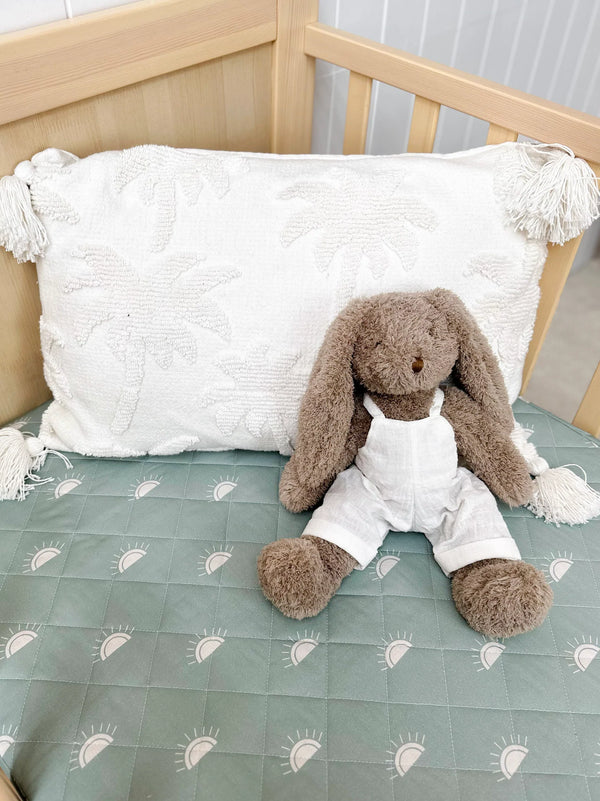Waterproof Cot Sheet & Mattress Protector | Sage Sunshine - Bambella Designs