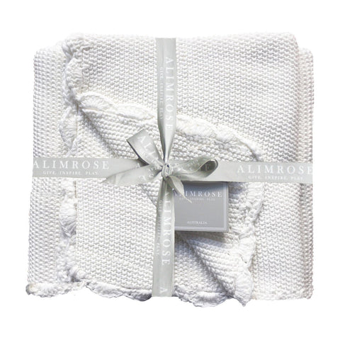 Knit Mini Moss Stitch Blanket - Ivory - Alimrose