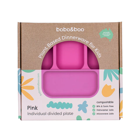 Bento-Style - Divided Plate - Pink - Bobo & Boo
