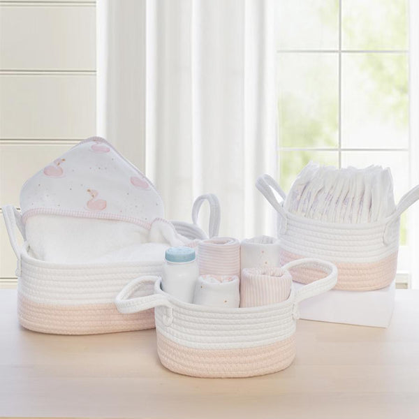 3 piece Storage Baskets - Blush/White - Living Textiles