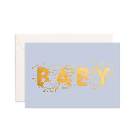 Mini Card Baby Universe Duck Egg Blue - Fox & Fallow