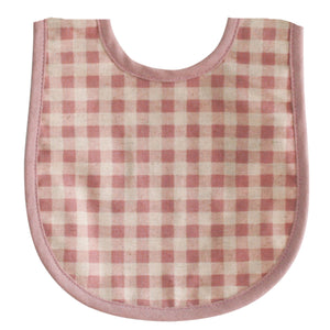 Dribble Bib Rose Check Linen - Alimrose