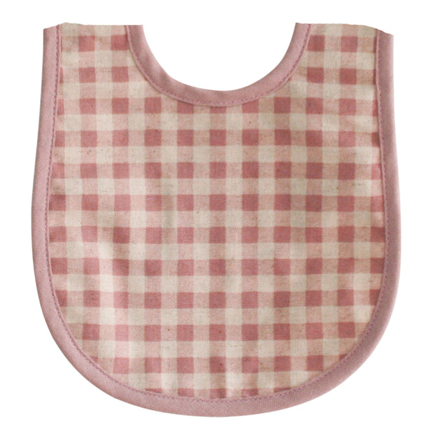 Dribble Bib Rose Check Linen - Alimrose