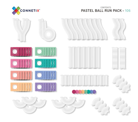 Pastel Ball Run Pack 106 pc - Connetix Tiles