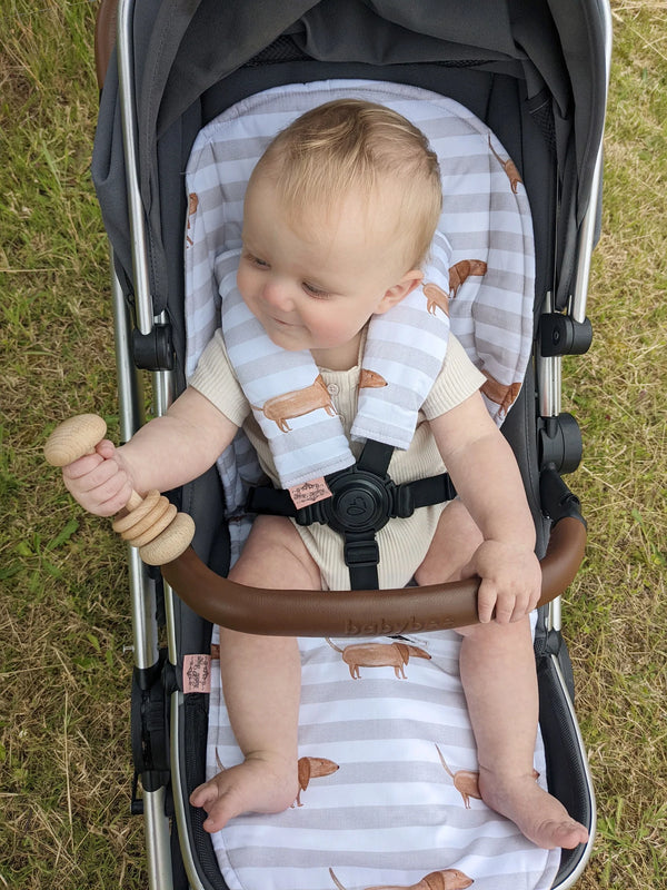 **Pram Liner | Grey Sausage Dogs - Bambella Designs