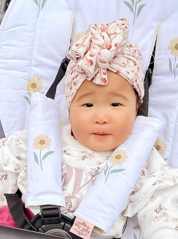 Harness Covers | White Sunflowers - Bambella Designs