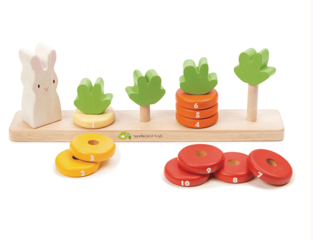 Counting Carrots- Wooden stacker - Tender Leaf Toys
