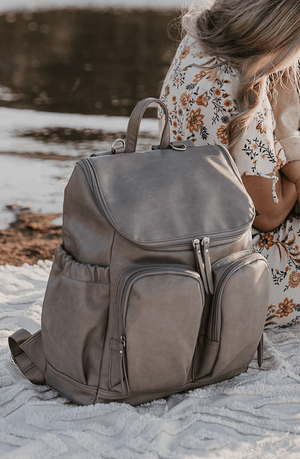 *Faux Leather Nappy Backpack - Taupe - OIOI