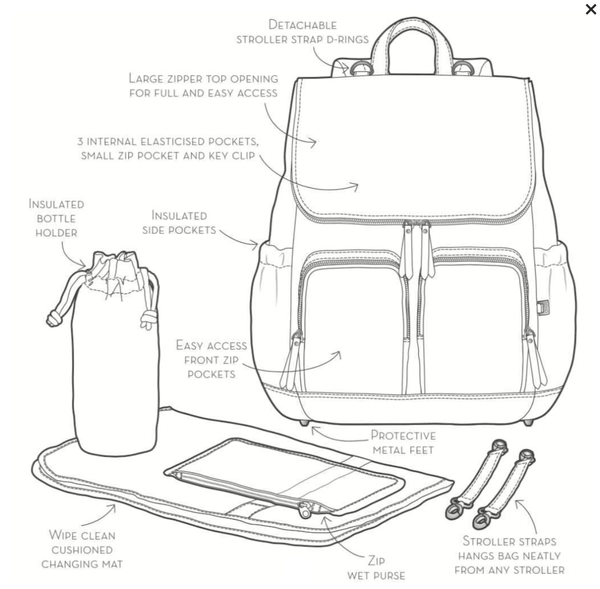 *Faux Leather Nappy Backpack - Taupe - OIOI