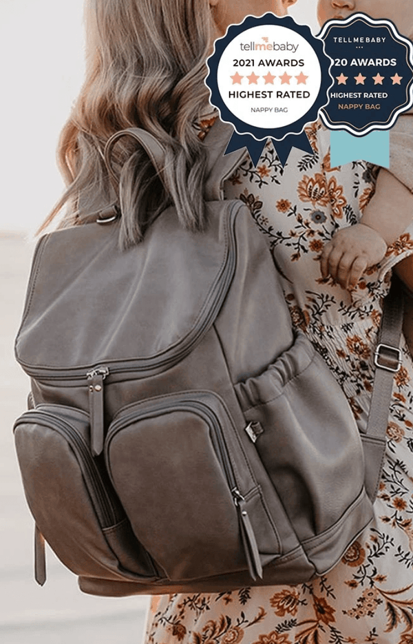 *Faux Leather Nappy Backpack - Taupe - OIOI