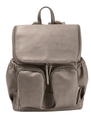 *Faux Leather Nappy Backpack - Taupe - OIOI
