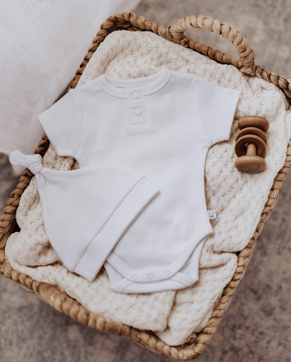 Milk Ribbed Knotted Beanie - Snuggle Hunny Kids