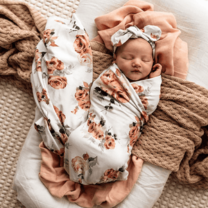 Rosebud Jersey Wrap & Topknot Set - Snuggle Hunny