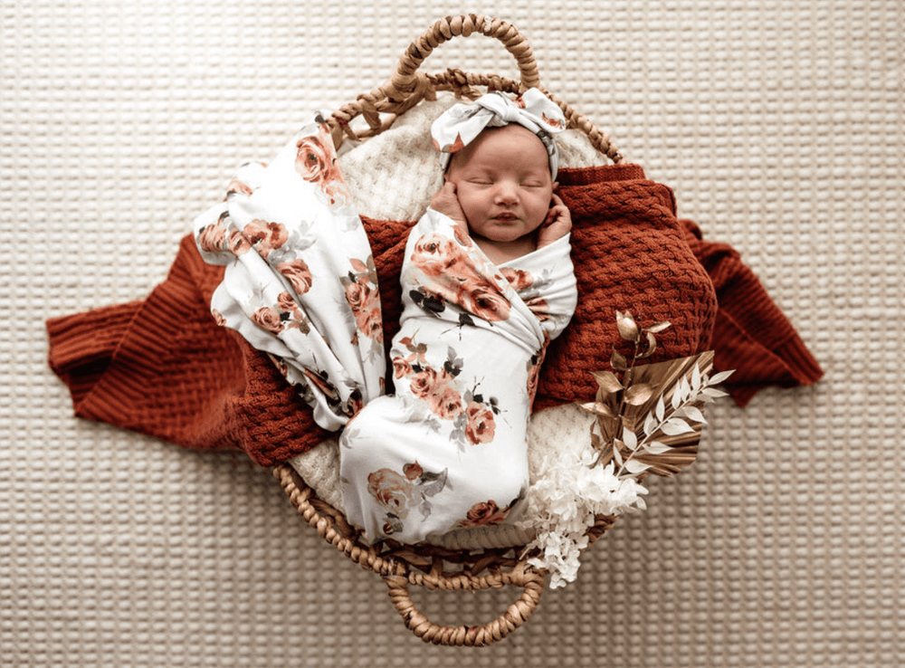 Rosebud Jersey Wrap & Topknot Set - Snuggle Hunny