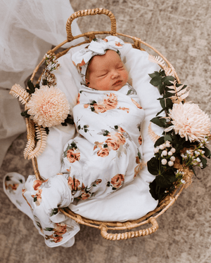 Rosebud Jersey Wrap & Topknot Set - Snuggle Hunny