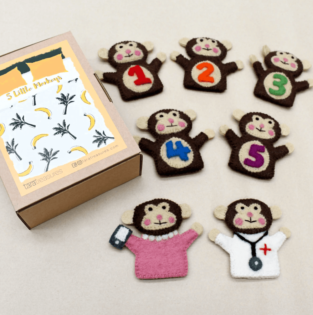 Five Little Monkeys - Finger Puppet Set - Tara's Treasures