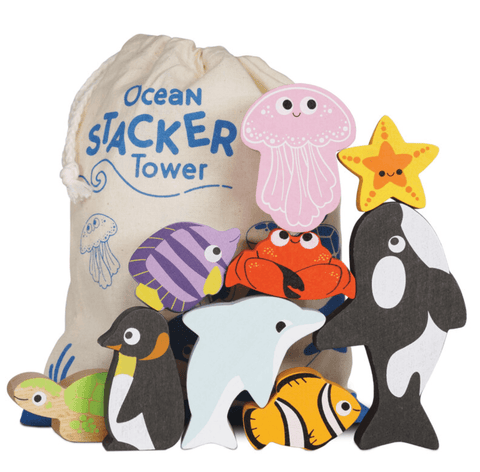 Petitlou Ocean Stacking Animals & Bag - Le Toy Van