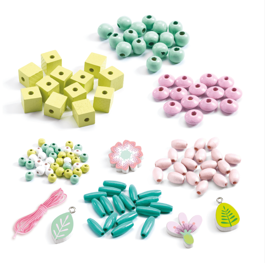 Leaves and Flowers Wooden Beads - Djeco