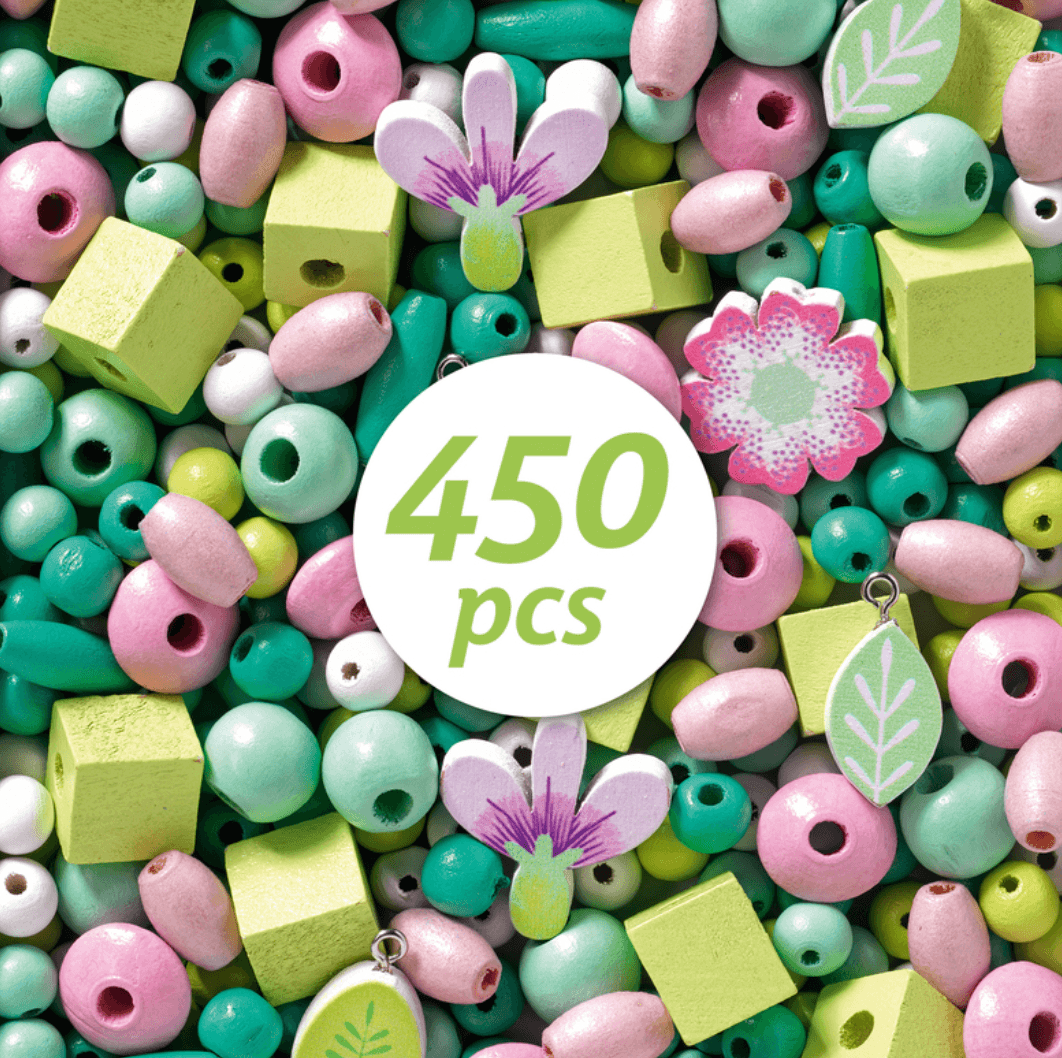 Leaves and Flowers Wooden Beads - Djeco