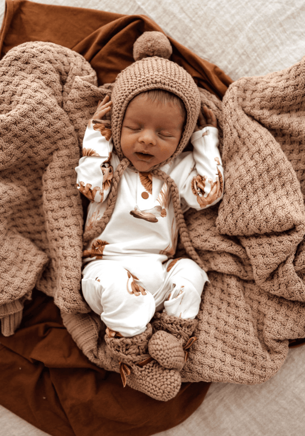 Fawn Merino Wool Bonnet & Booties - Snuggle Hunny
