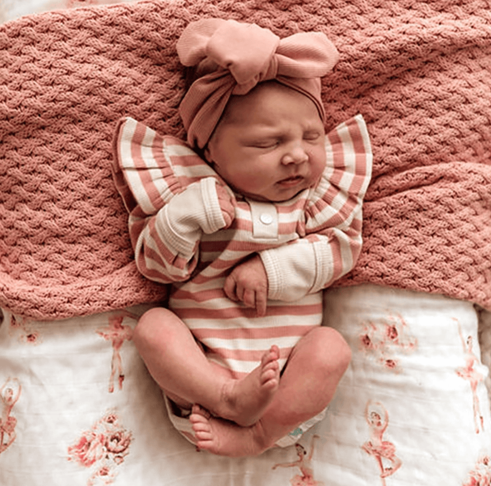 Rose Stripe Long Sleeve Bodysuit - Snuggle Hunny - DISCOUNTED