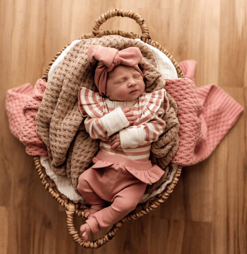 Rose Stripe Long Sleeve Bodysuit - Snuggle Hunny - DISCOUNTED