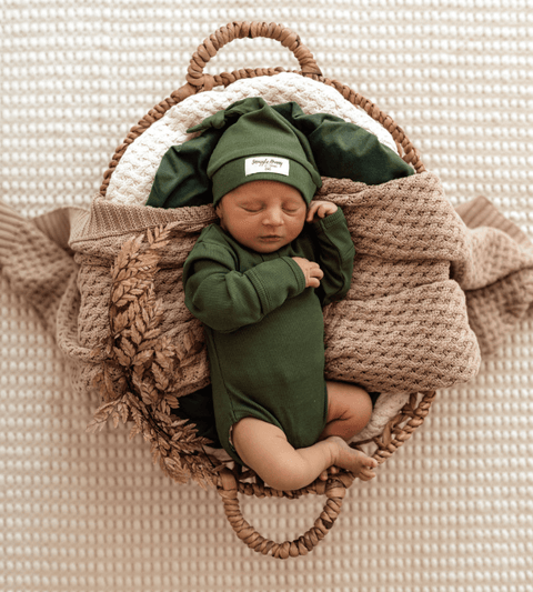 Baby Ribbed Knotted Beanie - Olive - Snuggle Hunny
