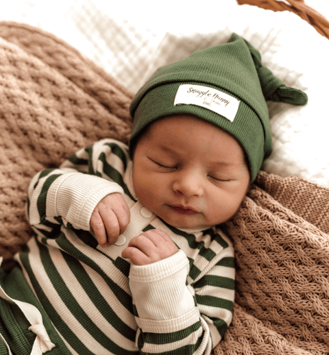 Baby Ribbed Knotted Beanie - Olive - Snuggle Hunny