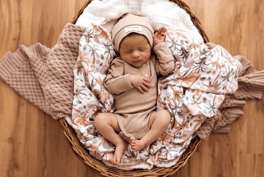 Baby Ribbed Knotted Beanie - Pebble - Snuggle Hunny