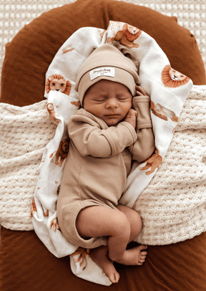 Baby Ribbed Knotted Beanie - Pebble - Snuggle Hunny