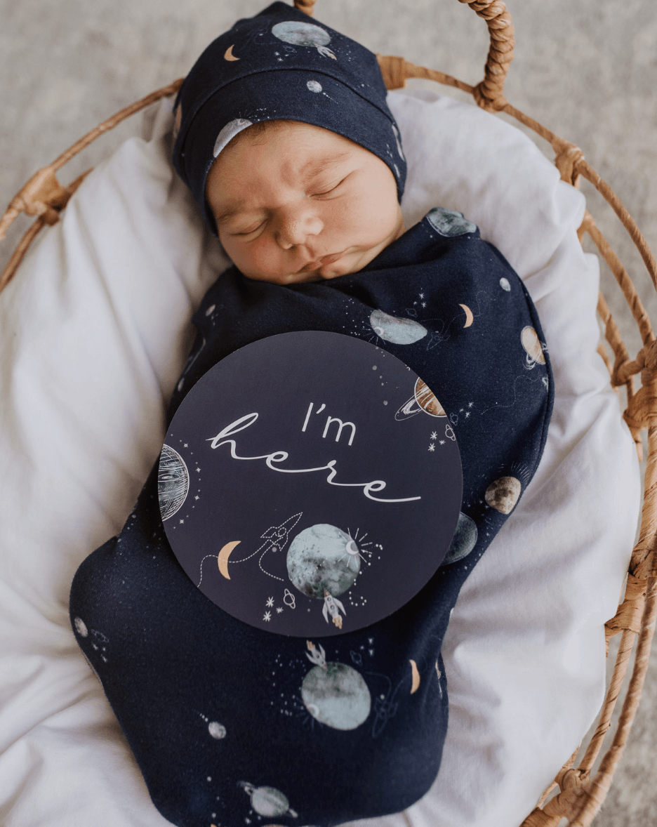 Milky Way Baby Jersey Wrap & Beanie Set - Snuggle Hunny Kids