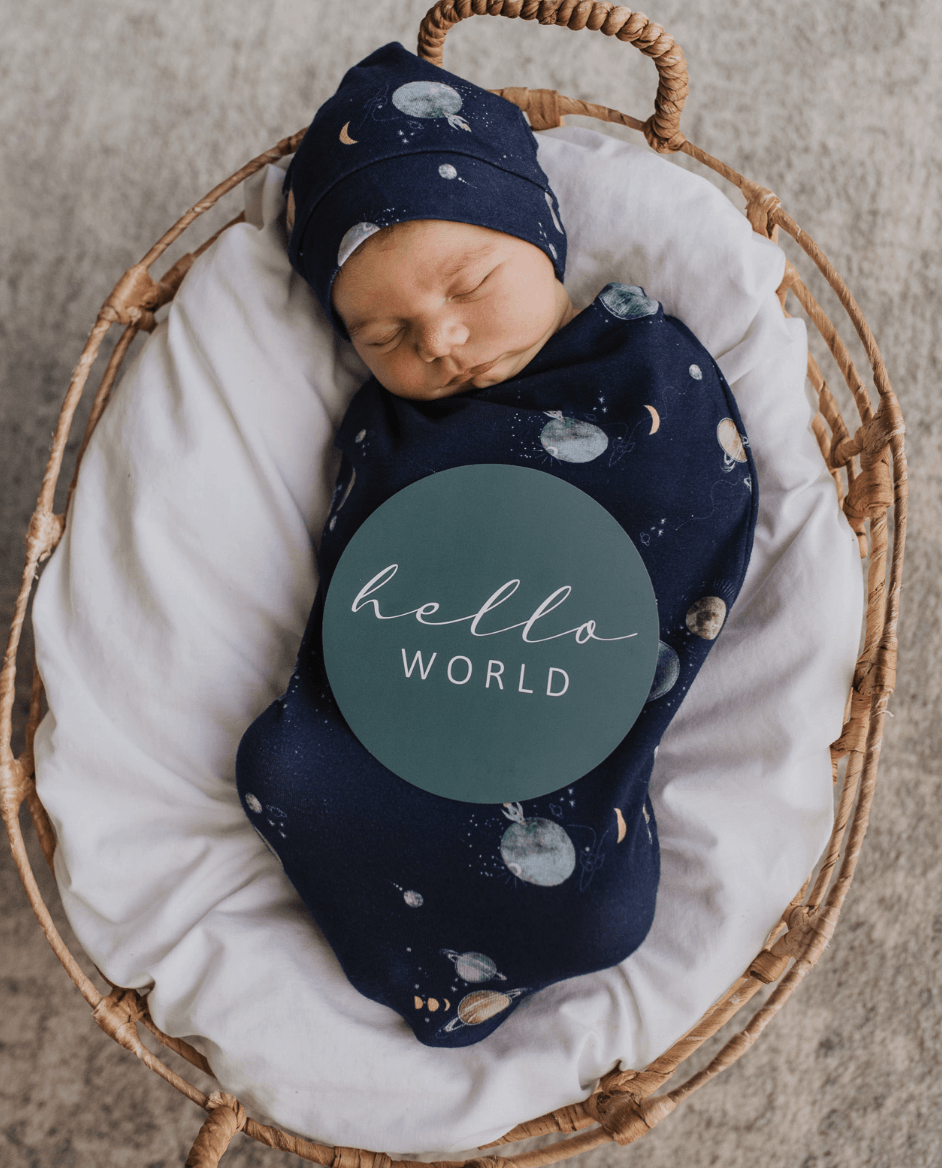 Milky Way Baby Jersey Wrap & Beanie Set - Snuggle Hunny Kids