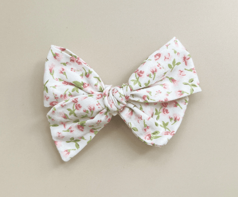 Pinwheel Bow Headband - Pink Dainty Floral - Little and Fern
