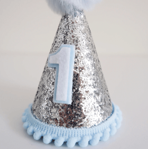 *OG Silver Blue Party Hat - Our Little Deer DISCOUNTED
