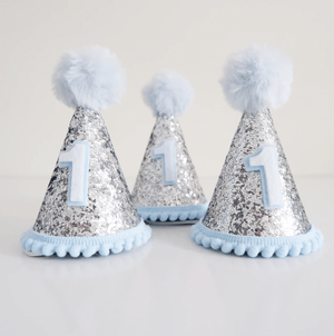 *OG Silver Blue Party Hat - Our Little Deer DISCOUNTED