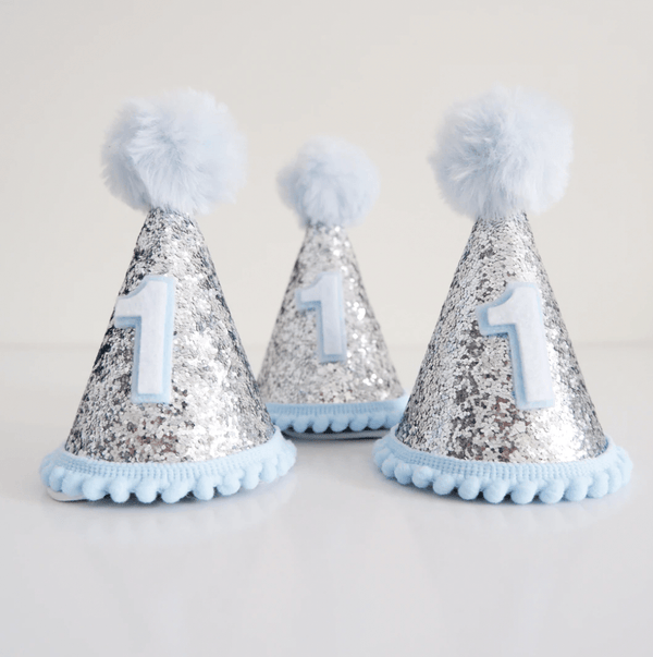 *OG Silver Blue Party Hat - Our Little Deer DISCOUNTED
