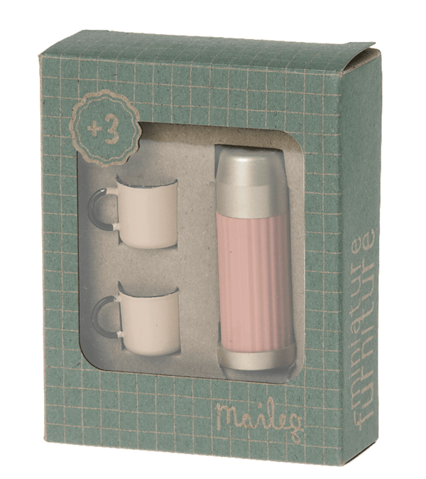 Miniature Thermos And Cups - Coral - Maileg