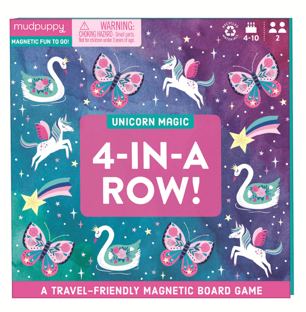 Magnetic Board Game – 4-in-a-row - Unicorn - Mudpuppy