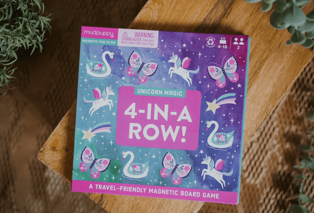 Magnetic Board Game – 4-in-a-row - Unicorn - Mudpuppy