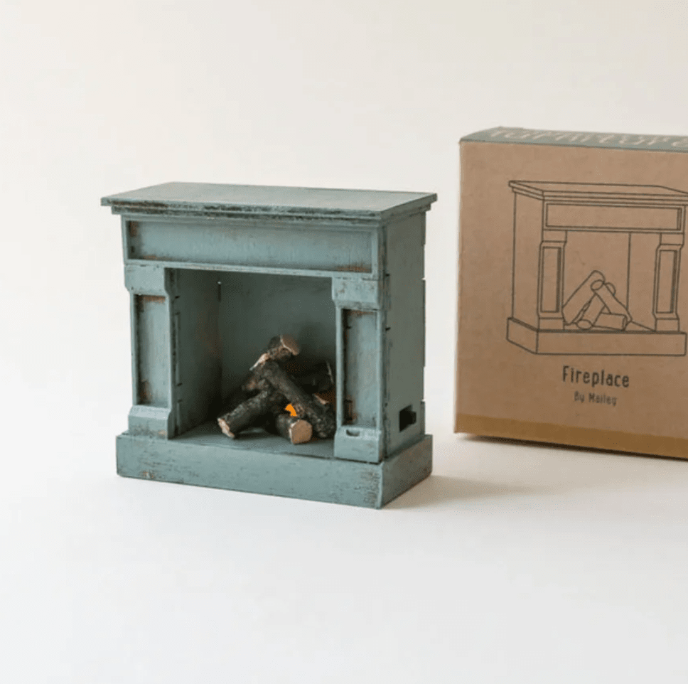 Miniature Fire Place - Dusty Green - Maileg