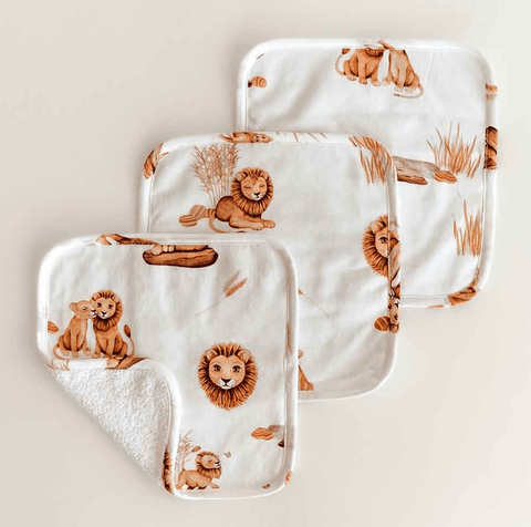 Lion Organic Wash Cloths - 3 Pack - Snuggle Hunny