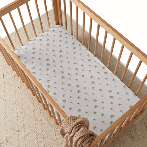 Green Palm Fitted Cot Sheet - Snuggle Hunny