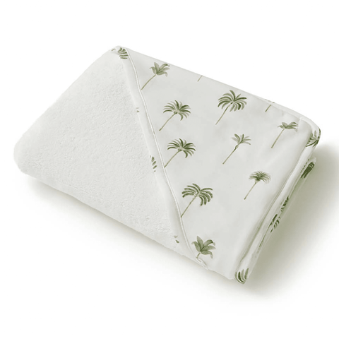 Green Palm Organic Hooded Towel - Snuggle Hunny