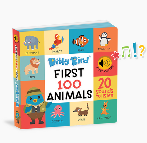 First 100 Animals - Musical Board Book - Ditty Bird