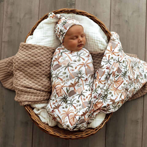 *Palm Springs Organic Jersey Wrap & Beanie Set - Snuggle Hunny DISCOUNTED