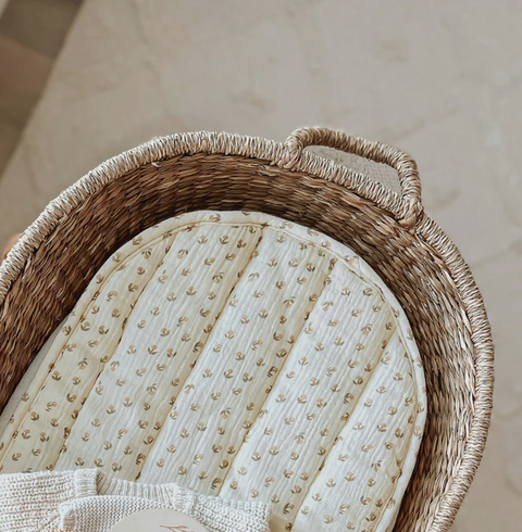 *Luxe Organic Cotton Liner - Leafed Mushroom - For Changing Basket - Olli Ella DISCOUNTED