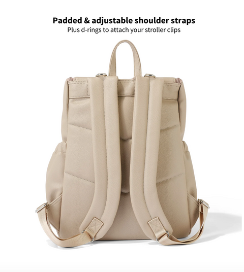 Faux Leather Nappy Backpack - Oat - OIOI