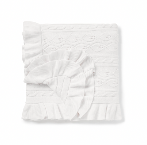Snow Ruffle Knit Blanket - Aster & Oak DISCOUNTED